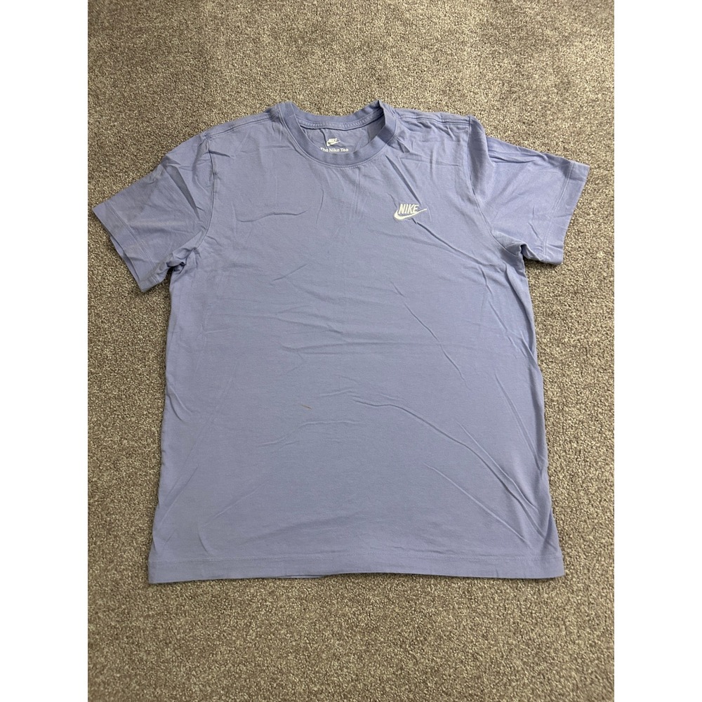Nike T-Shirt Mens Medium Purple Good Embroidered Logo Short Sleeve Crewneck